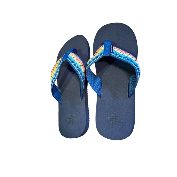 Simply Southern Womens Flip Flops Size S 5.5/6.5 Blue With Tropical Strap Design - Picture 2 of 6
